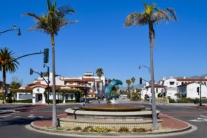 State Street and Cabrillo at entrance to Stern Wharf
