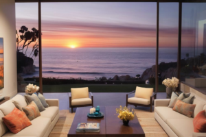 Interior Living Room with view of California Sunset