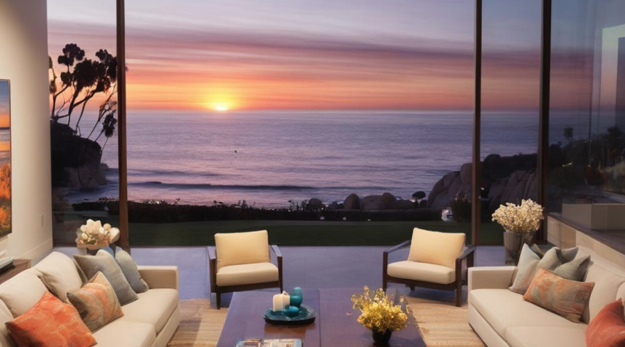 Interior Living Room with view of California Sunset